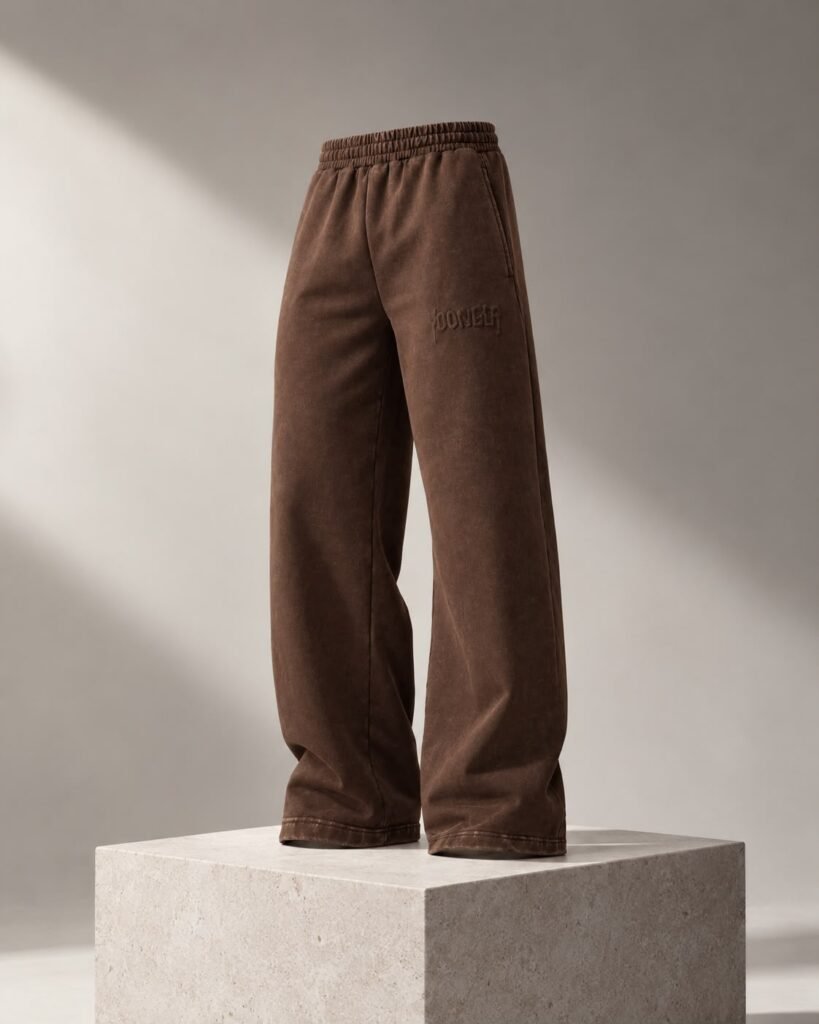Pantalón Jogger "YOUNGLA Legacy" Wide Leg – Brown Acid Wash