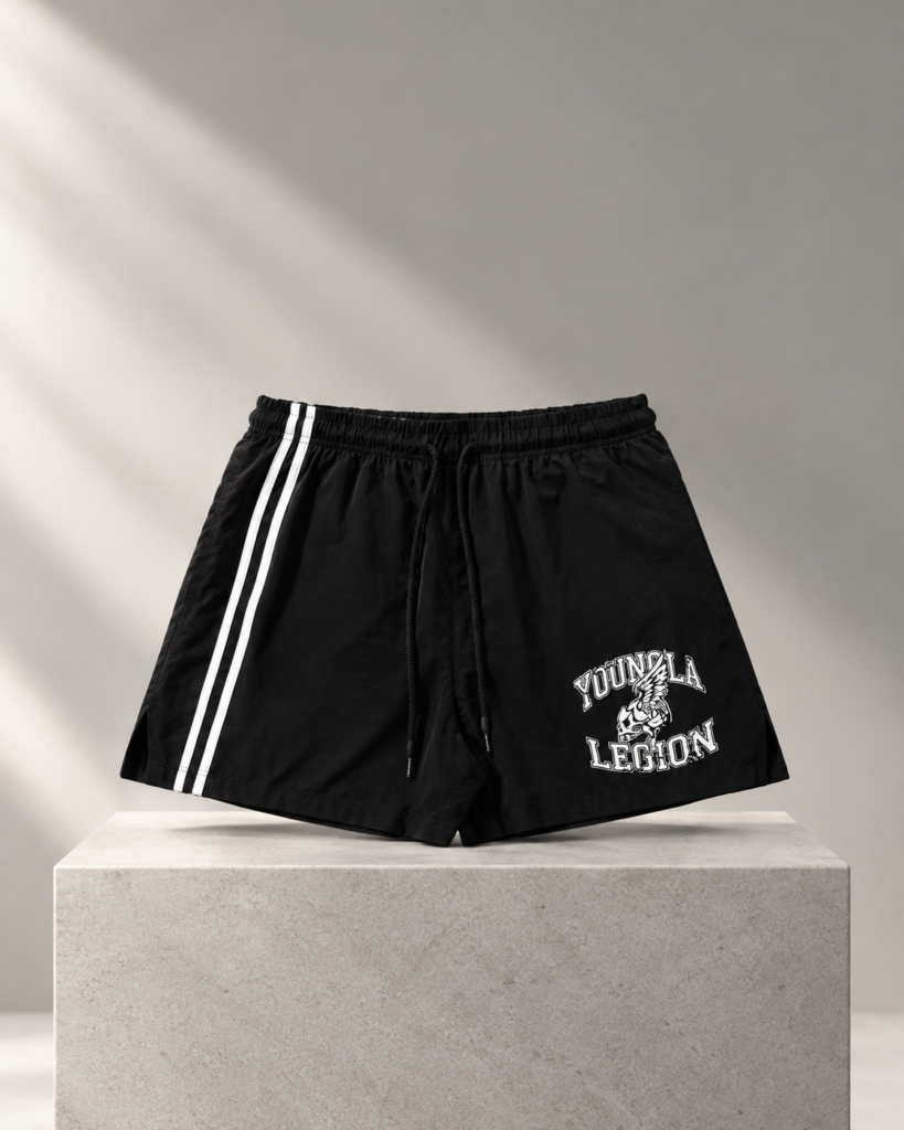 Shorts de Entrenamiento para Hombre "YoungLA" con Estampado de Calavera y Rayas Laterales