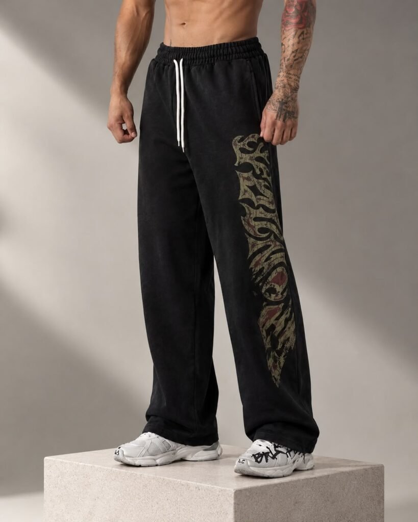Pantalón Jogger Oversize "Beast Inferno" – Black Acid Wash