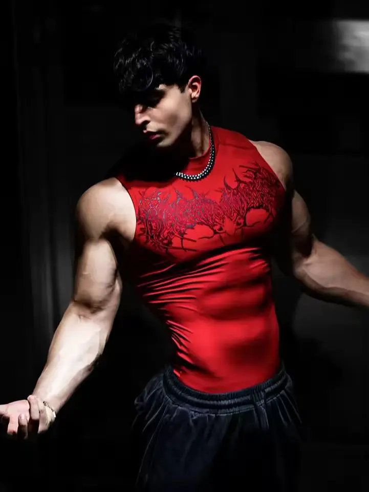 Camiseta Beast Tank Elástica Breathedivinity Gym Inferno